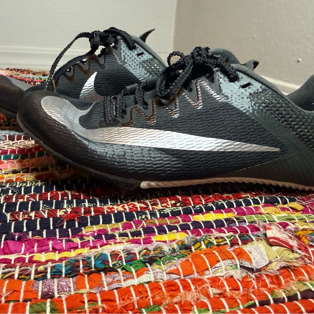 Nike Black Running Spikes with White Swoosh
